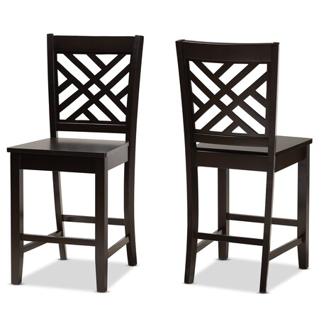 Baxton Studio Caron Modern and Contemporary Transitional Dark Brown Finished Wood 2-Piece Counter Stool Set 180-11432-Zoro